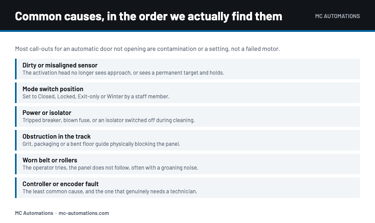 Common causes of an automatic door not opening