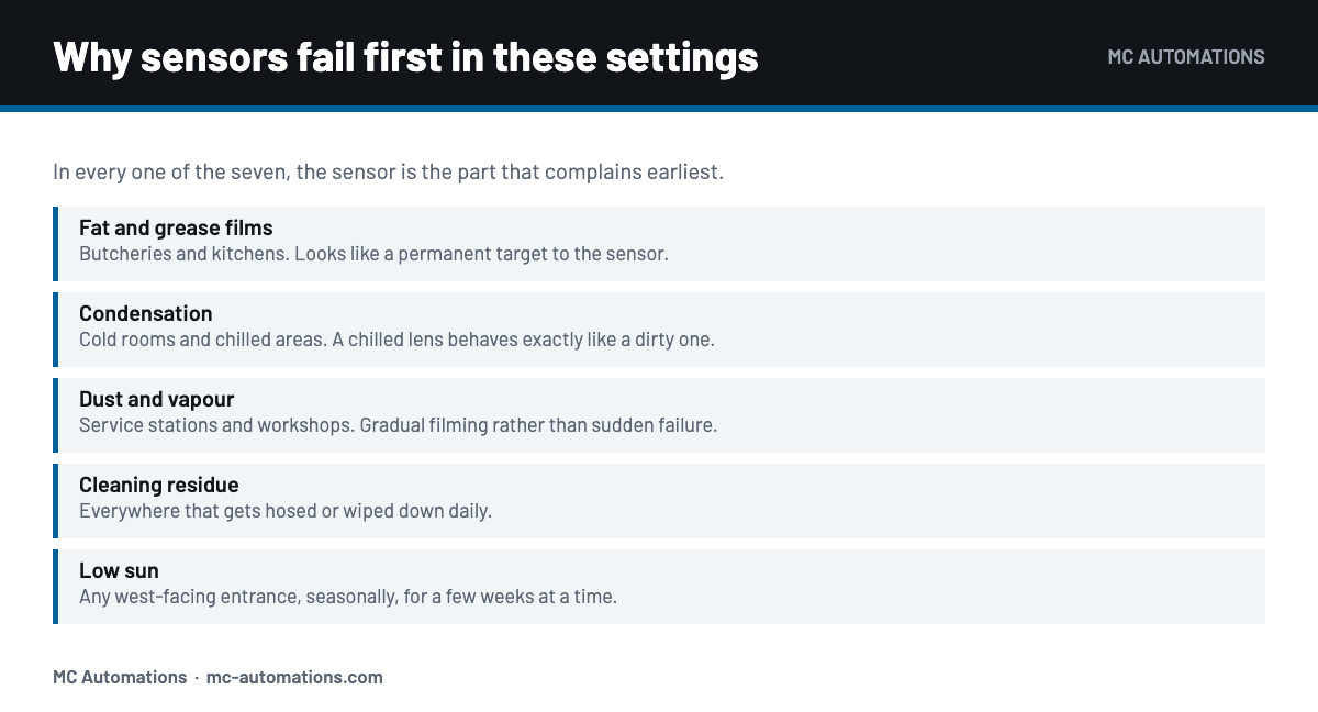 Why automatic door sensors fail first in harsh environments