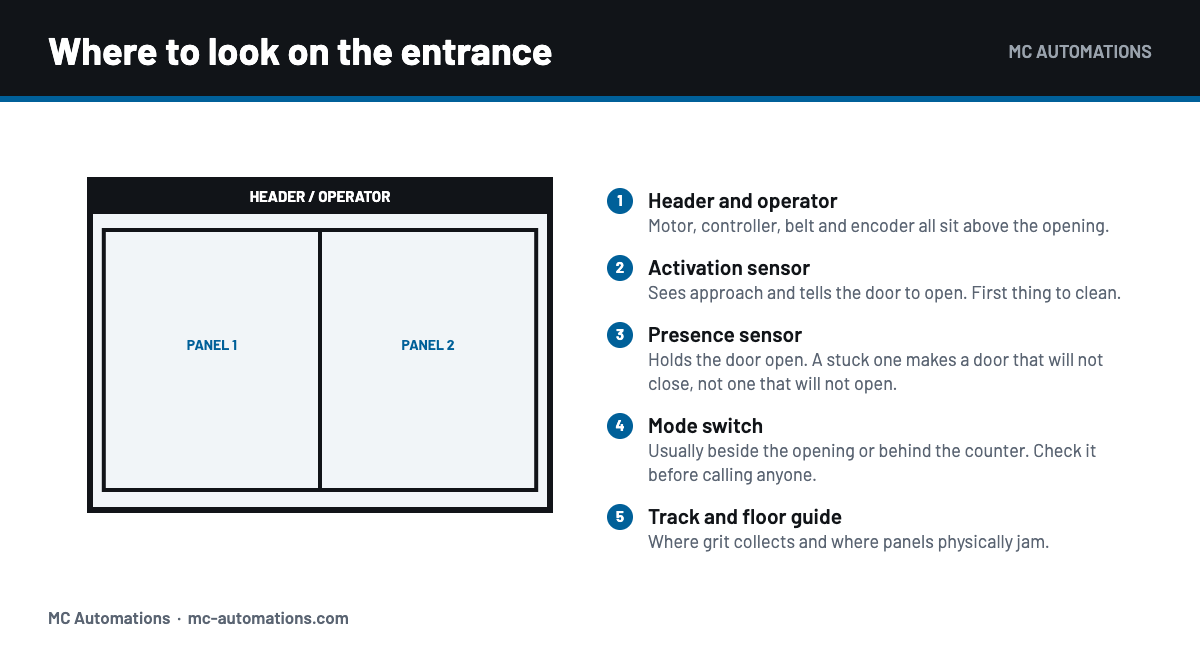 Where to look on an automatic door that is not opening