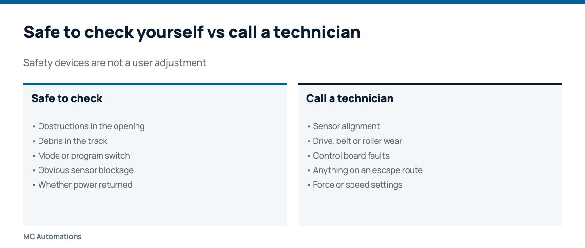 When an automatic door not closing needs a technician