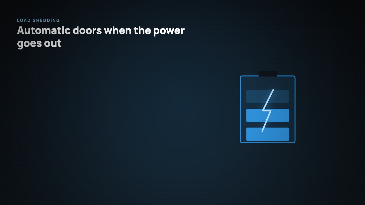 Automatic doors and load shedding: battery backup on an entrance