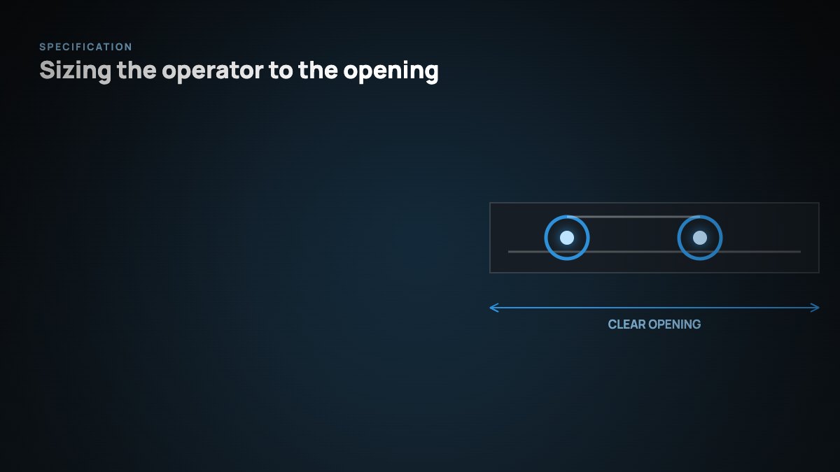 Sizing an automatic door operator to a clear opening