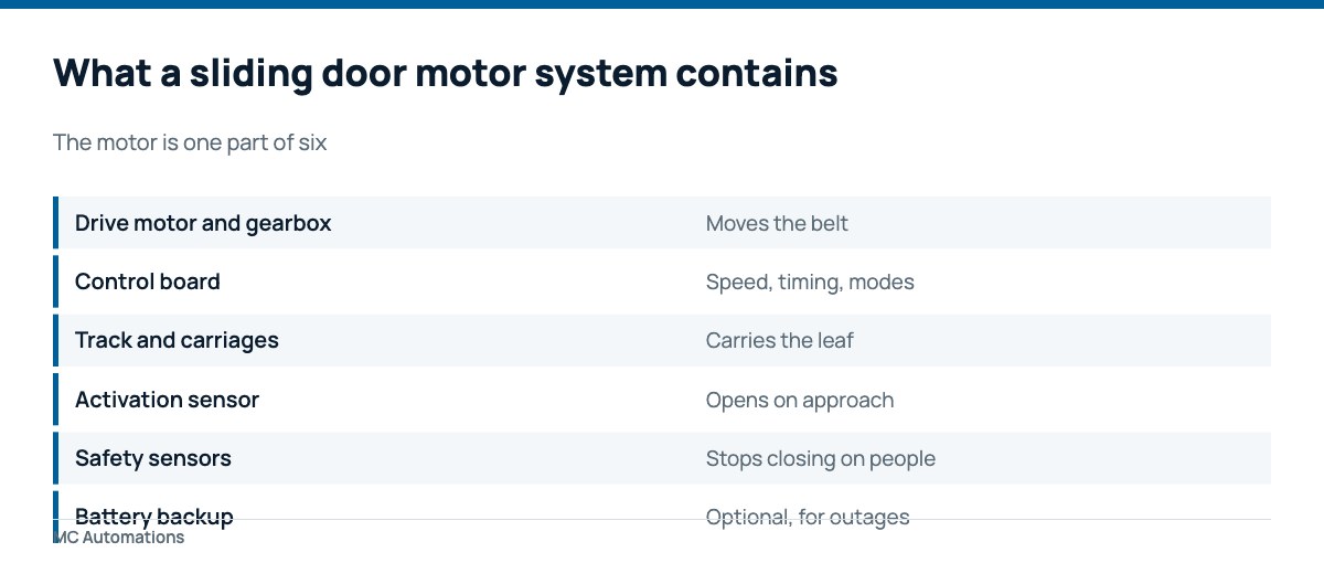 What a sliding door motor system is actually made of