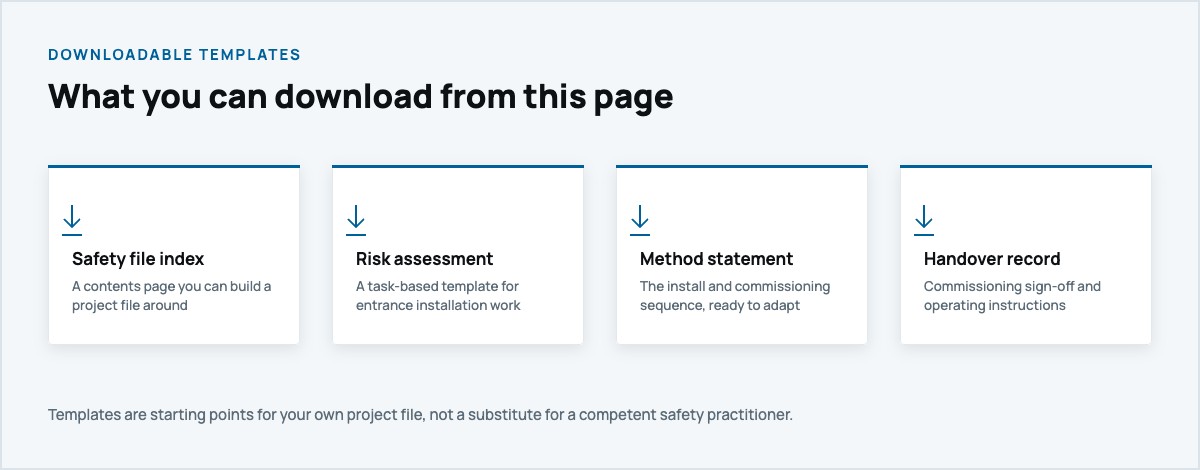 Automatic door compliance templates available to download