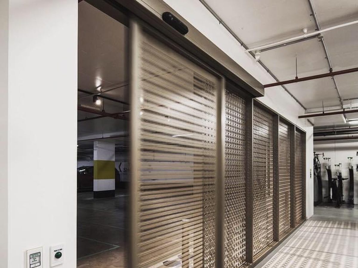 Automatic doors at a commercial storefront entrance