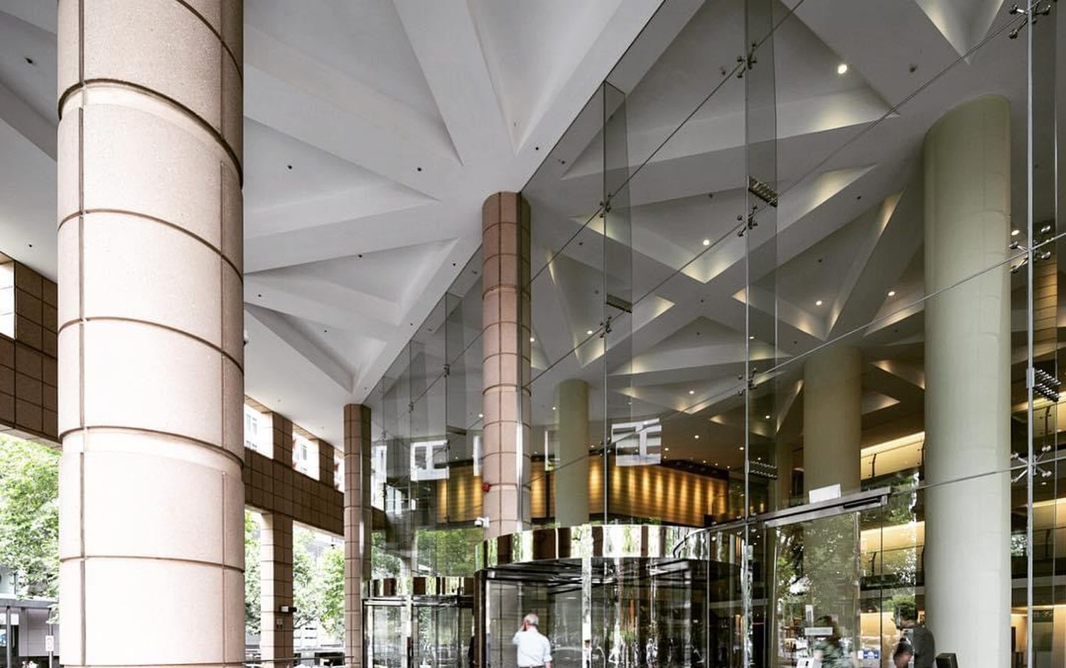 Commercial lobby entrance after automatic door modernisation