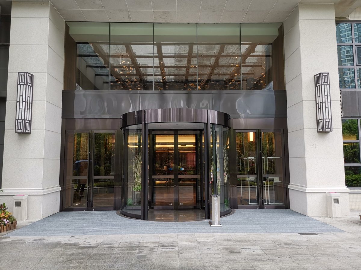 Commercial entrance with access control reader