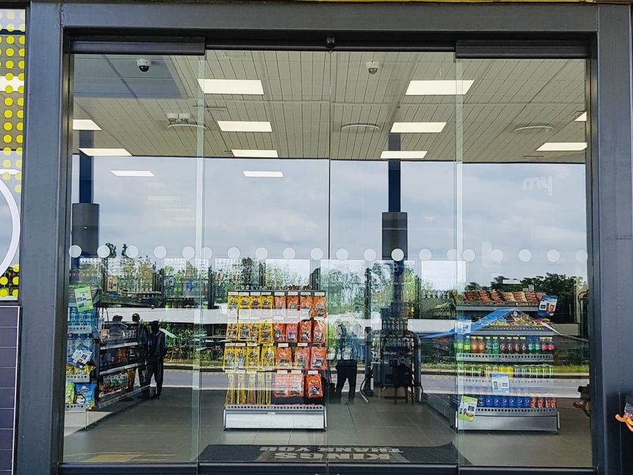 MC Automations Automatic sliding doors at a service station forecourt shop