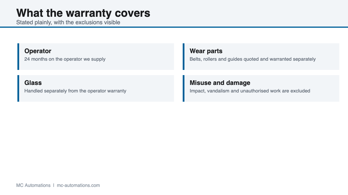 Warranty scope in these terms and conditions